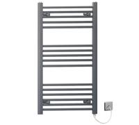 Myhomeware 450mm Wide Anthracite Grey Flat Electric Pre-Filled Heated Towel Rail Radiator For Bathroom Designer UK (450 × 900mm (h))