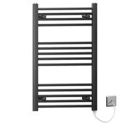 Myhomeware 450mm Wide Black Flat Electric Pre-Filled Heated Towel Rail Radiator For Bathroom Designer UK (Alyssa 450 / 800mm Electric Black)