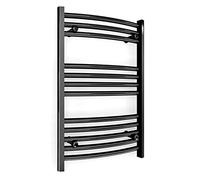 Myhomeware 450mm Wide Curved Matt Black Heated Towel Rail Radiator Designer Bathroom For Central Heating Only (450mm x 700mm (h))
