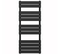 Myhomeware 500 mm X 1200 mm Flat Panel Matt Black Heated Bathroom Towel Rail Radiator For Central Heating Designer