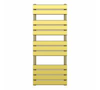Myhomeware 500 mm X 1200 mm Flat Panel Shiny Gold Heated Bathroom Towel Rail Radiator For Central Heating Designer
