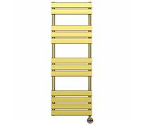 Myhomeware 500 mm X 1400 mm Flat Electric Panel Shiny Gold Heated Bathroom Towel Rail Radiator Pre-Filled Moa Thermostatic