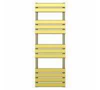 MYHOMEWARE 500 mm x 1400 mm Flat Panel Shiny Gold Heated Bathroom Towel Rail Radiator - Central Heating