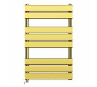 Myhomeware 500 mm X 800 mm Flat Electric Panel Shiny Gold Heated Bathroom Towel Rail Radiator Pre-Filled