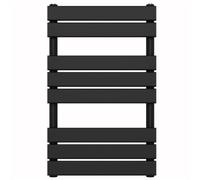 Myhomeware 500 mm X 800 mm Flat Panel Matt Black Heated Bathroom Towel Rail Radiator For Central Heating Designer
