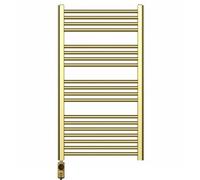 Myhomeware 500 X 1000 mm Shiny Gold Electric Bathroom Towel Rail Radiator Heater With Af Thermostatic Electric Element Pre-Filled