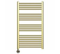 Myhomeware 500 X 1000 mm Shiny Gold Electric Bathroom Towel Rail Radiator With Thermostatic Electric Element Pre-Filled Terma Moa Element
