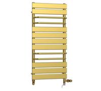 Myhomeware 500 X 1000mm Shiny Gold Heated Dual Fuel Towel Rail Radiator Designer Bathroom Radiator Electric With Standard Electric Element