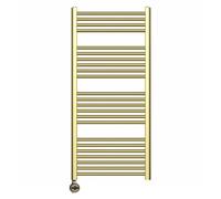 Myhomeware 500 X 1200 mm Shiny Gold Electric Bathroom Towel Rail Radiator With Thermostatic Electric Element Pre-Filled Terma Moa Element