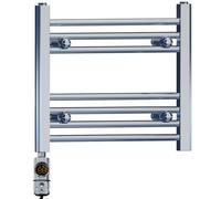 Myhomeware 500 X 400 mm Chrome Electric Bathroom Towel Rail Radiator Heater With Af Thermostatic Electric Element Pre-Filled