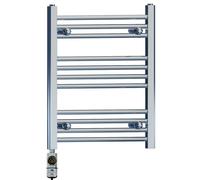 MYHOMEWARE 500 x 600 mm Chrome Electric Bathroom Towel Rail Radiator Heater With AF Thermostatic Electric Element Pre-Filled