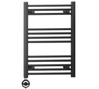 Myhomeware 500 X 700 mm Black Electric Bathroom Heated Towel Rail Thermostatic Warmer Radiator Precise Control Terma Moa Element