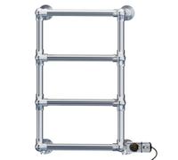 Myhomeware 500 X 750mm Chrome Electric Pre-Filled Modern Designer Victorian Towel Rail Radiator Charlotte - Thermostatic Timer Element