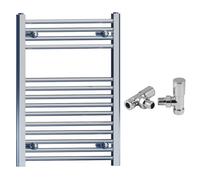 Myhomeware 500 X 750mm Chrome Heated Bathroom Towel Rail Radiator - Central Heating Uk With Angled Valves