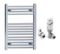 Myhomeware 500 X 750mm Chrome Heated Bathroom Towel Rail Radiator - Central Heating Uk With Trv Angled Valves