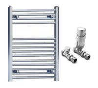 Myhomeware 500 X 750mm Chrome Heated Bathroom Towel Rail Radiator - Central Heating Uk With Trv Straight Valves