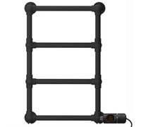 Myhomeware 500 X 750mm Matt Black Pre-Filled Modern Designer Victorian Towel Rail Radiator Charlotte - Thermostatic Timer Element