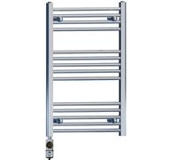 Myhomeware 500 X 800 mm Chrome Electric Bathroom Towel Rail Radiator Heater With Af Thermostatic Electric Element Pre-Filled