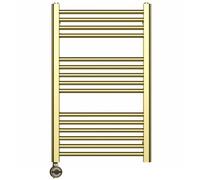 Myhomeware 500 X 800 mm Shiny Gold Electric Bathroom Towel Rail Radiator With Thermostatic Electric Element Pre-Filled Terma Moa Element