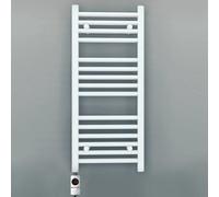 Myhomeware 500 X 800 mm White Electric Bathroom Towel Rail Radiator Heater With Af Thermostatic Electric Element Pre-Filled