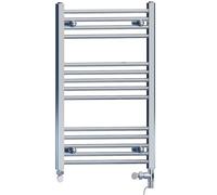 Myhomeware 500mm Wide Chrome Dual Fuel Electric Radiator Bathroom Towel Rail Radiator With Thermostatic and Standard Electric Element UK (500 x 800 mm (h), Standard Electric Element)