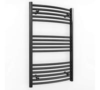 Myhomeware 500mm Wide Curved Matt Black Heated Towel Rail Radiator Designer Bathroom For Central Heating Only (500mm x 900mm (h))