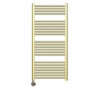 Myhomeware 500mm Wide Gold Electric Bathroom Towel Rail Radiator With Thermostatic Electric Element UK Pre-Filled (500 x 1200 mm (h))