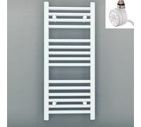 Myhomeware 500mm Wide White Electric Bathroom Heated Towel Rail Thermostatic Warmer Radiator Precise Control (500 x 800 mm (BTU: 1326))