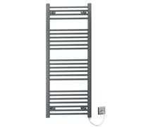 MYHOMEWARE 500mm x 1200mm Anthracite Grey Flat Electric Pre-Filled Heated Towel Rail Radiator For Bathroom Designer Standard Element