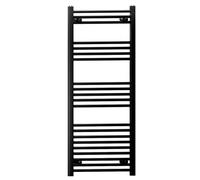 Myhomeware 500mm X 1200mm Straight Black Heated Bathroom Towel Rail Radiator For Central Heating Uk 19mm Tube