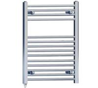 Myhomeware 500mm x 750mm Chrome Flat Electric Pre-Filled Towel Rail Radiator For Designer Bathroom Standard Element Stock Clearance