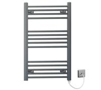MYHOMEWARE 500mm x 800mm Anthracite Grey Flat Electric Pre-Filled Heated Towel Rail Radiator For Bathroom Designer Standard Element