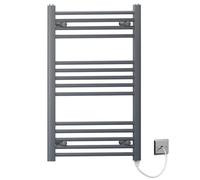 Myhomeware 500mm X 800mm Anthracite Grey Flat Electric Pre-Filled Heated Towel Rail Radiator For Bathroom Designer Standard Element