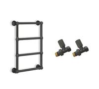 Myhomeware 500x700mm Modern Designer Victorian Heated Towel Rail Bathroom Radiator (Anthracite Grey, With Straight Matching Valves)