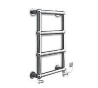 Myhomeware 500x750mm Modern Designer Victorian Dual Fuel Electric Thermostatic Towel Rail Radiator For UK Bathroom (Standard Electric + Straight Valves, Chrome)