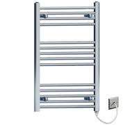 MYHOMEWARE 500x800mm Chrome Flat Electric Pre-Filled Towel Rail Radiator For Designer Bathroom Standard Element