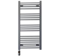 Myhomeware 550 X 1000 mm Anthracite Grey Electric Bathroom Towel Rail Radiator Heater With Af Thermostatic Electric Element Pre-Filled