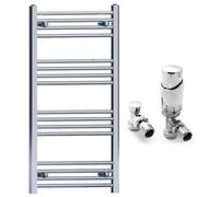 Myhomeware 550 X 1000mm Chrome Heated Bathroom Towel Rail Radiator - Central Heating Uk With Trv Angled Valves