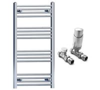 Myhomeware 550 X 1000mm Chrome Heated Bathroom Towel Rail Radiator - Central Heating Uk With Trv Straight Valves