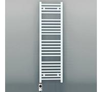 Myhomeware 550 X 1200 mm White Electric Bathroom Towel Rail Radiator Heater With Af Thermostatic Electric Element Pre-Filled