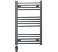 Myhomeware 550 X 800 mm Anthracite Grey Electric Bathroom Towel Rail Radiator Heater With Af Thermostatic Electric Element Pre-Filled