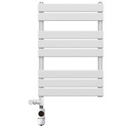 Myhomeware 550 X 800mm Flat Panel White Dual Fuel Electric Heated Towel Rail Radiator Bathroom With Af Thermostatic Electric Element