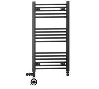 Myhomeware 550 X 900 mm Black Dual Fuel Electric Radiator Bathroom Towel Rail Radiator With Moa Thermostatic Electric Element
