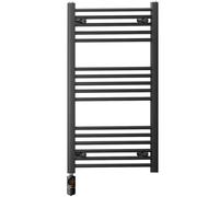 Myhomeware 550 X 900 mm Matt Black Electric Bathroom Towel Rail Radiator Heater With Af Thermostatic Electric Element Pre-Filled