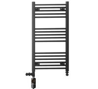 Myhomeware 550 X 900 mm Matt Black Electric Dual Fuel Bathroom Towel Rail Radiator Heater With Af Thermostatic Electric Element