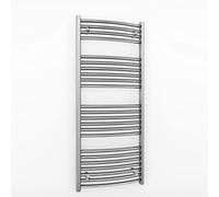 Myhomeware 550mm Wide Curved Chrome Heated Bathroom Towel Rail Radiator For Central Heating UK (550 x 1200 mm (h))