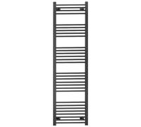 Myhomeware 550mm Wide Straight Flat Black Heated Bathroom Designer Towel Rail Radiator For Central Heating (Alyssa 550 * 1700mm)