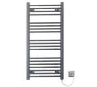 Myhomeware 550mm X 1000mm Anthracite Grey Flat Electric Pre-Filled Heated Towel Rail Radiator For Bathroom Designer Standard Element