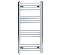 Myhomeware 550mm X 1000mm Chrome Flat Electric Pre-Filled Towel Rail Radiator For Designer Bathroom Standard Element Stock Clearance
