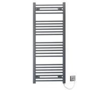 Myhomeware 550mm X 1200mm Anthracite Grey Flat Electric Pre-Filled Heated Towel Rail Radiator For Bathroom Designer Standard Element